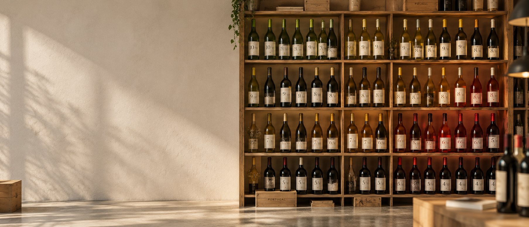 Garrafeira com prateleiras de vinho